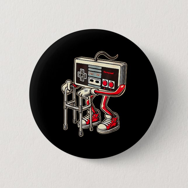 Retro Video Game Controller With Walker Funny Game Button (Vorderseite)