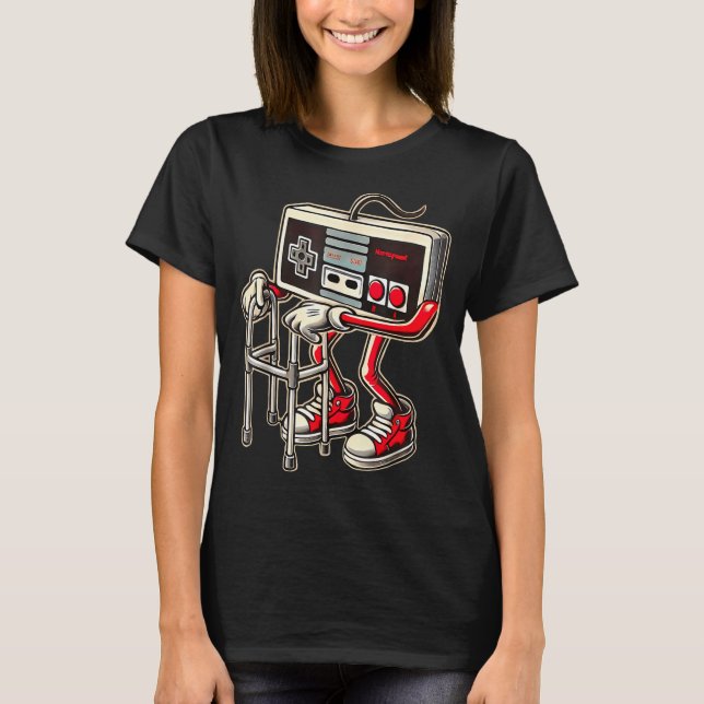 Retro Video Game Controller With Walker Funny Game T-Shirt (Vorderseite)
