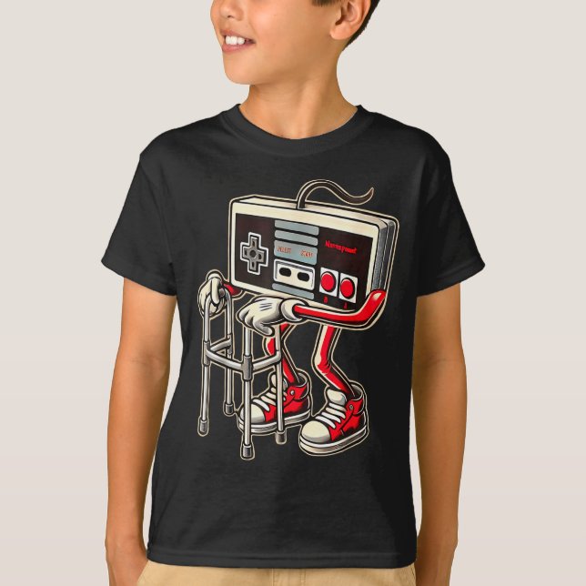 Retro Video Game Controller With Walker Funny Game T-Shirt (Vorderseite)