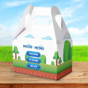 Retro Video Game Menu 1. Geburtstag Party Geschenkschachtel