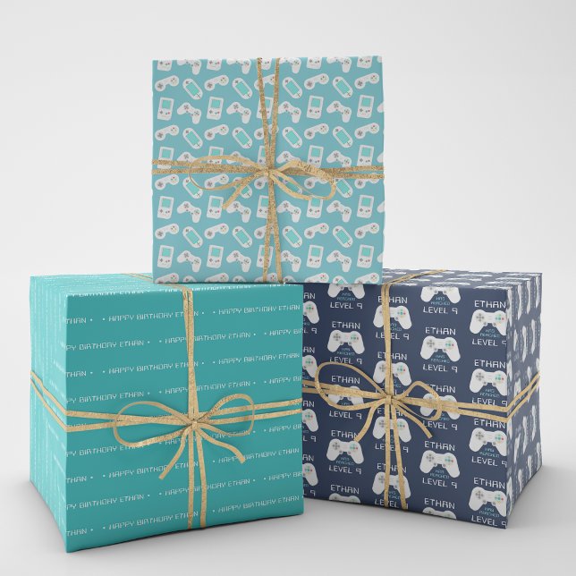 Retro Video Game Thema Personalisiert Geburtstag Geschenkpapier Set (Von Creator hochgeladen)