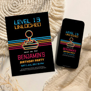 Retro-Videospiel-Gamer-Boy Geburtstag Einladung