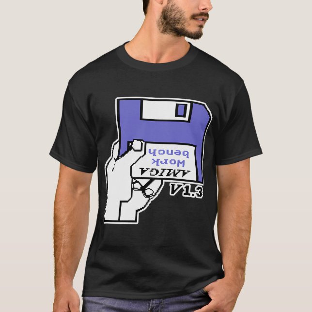 Retro-Videospiele Commodore Amiga Workbench Einleg T-Shirt (Vorderseite)