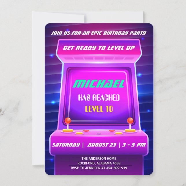 Retro-Videospiele der 90er Jahre - Einladung zum G (Vorderseite)