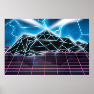 Retro-Videospielgrafik der 1980er Jahre Poster