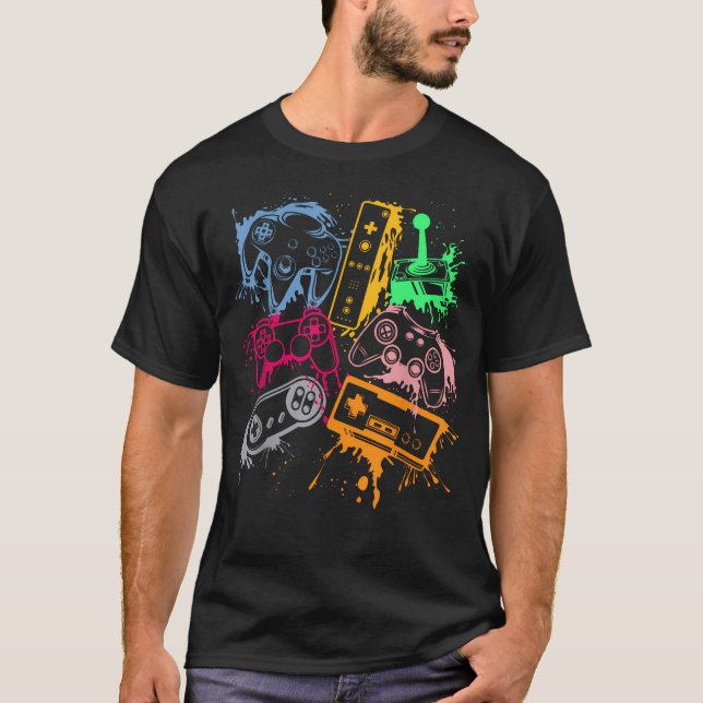 Retro-Videospielkonsolen-Controller 80er 90er T-Shirt (Vorderseite)
