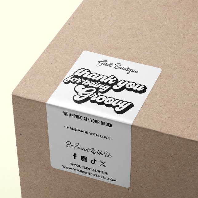 Retro Vielen Dank für den Kauf Groovy Black & Whit (Von Creator hochgeladen)