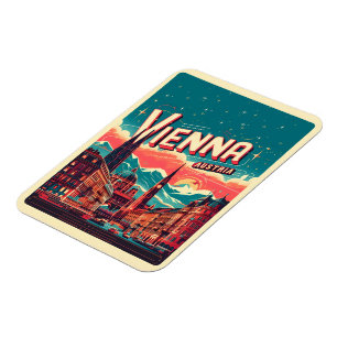 Retro Vienna City Austria Skyline-Geschenke Magnet