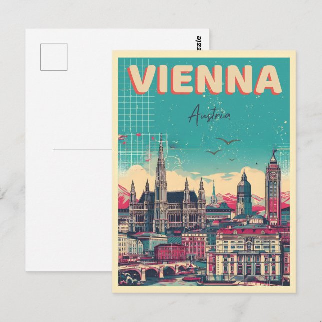 Retro Vienna City Austria Skyline-Geschenke Postkarte (Vorne/Hinten)