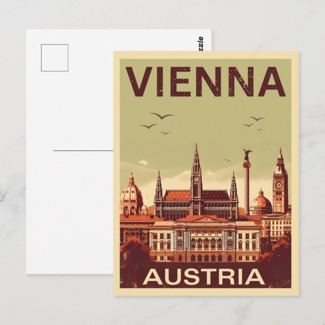 Retro Vienna City Austria Skyline-Geschenke Postkarte (Vorne/Hinten)