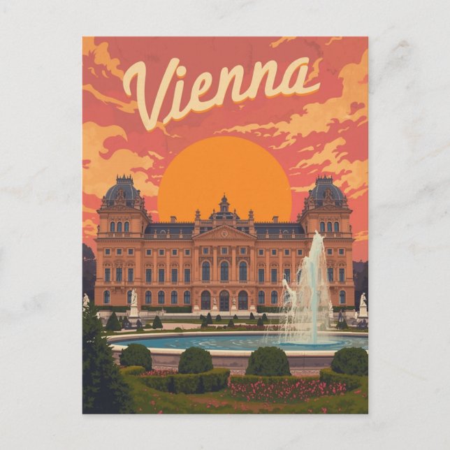 Retro Vienna Travel Postkarte (Vorderseite)