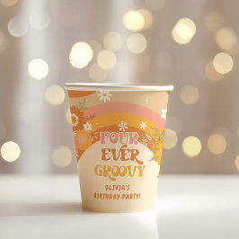 Retro vier immer großartige Geburtstagskuppen Pappbecher