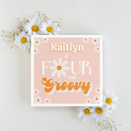 Retro Vier je Groovy Girls 4. Geburtstag Serviette