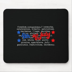 Retro vierte Juli-Typografie Wort retro Mousepad