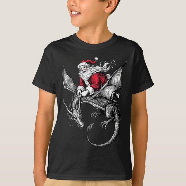 Retro Viking Pagan Christmas - Clic Santa Riding D T-Shirt (Vorderseite)
