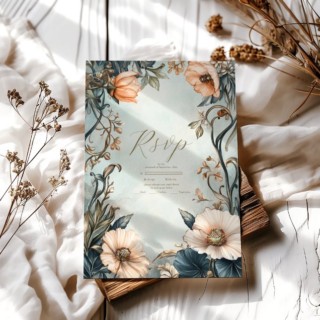 Retro Viktorianisch Royal Floral Wedding RSVP Karte (Von Creator hochgeladen)