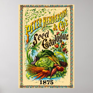 Retro-viktorianische Ära 1875 Saatgutkatalog-Cover Poster