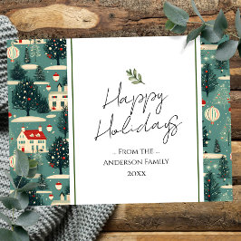 Retro Village Stadt Weihnachtsgrüße Postkarte