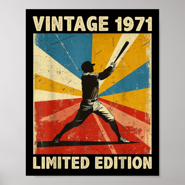 Retro Vintag 1971 Baseball Lover Limited Edition Poster (Vorne)