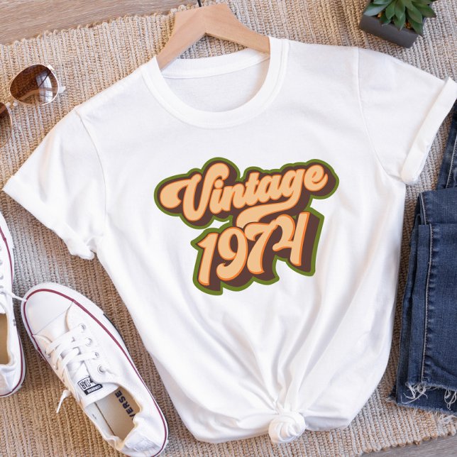Retro Vintag 1974 T - Shirt von Frauen (Von Creator hochgeladen)