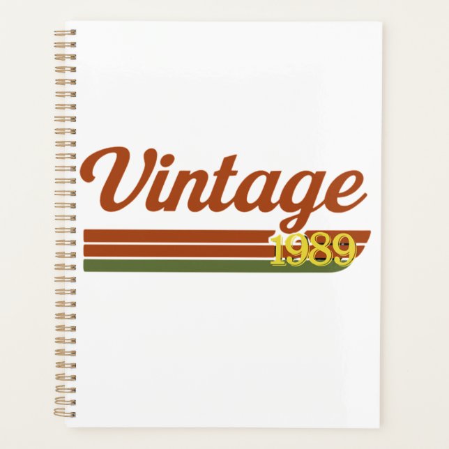 Retro Vintag 1989 Typografie Planer (Vorderseite)