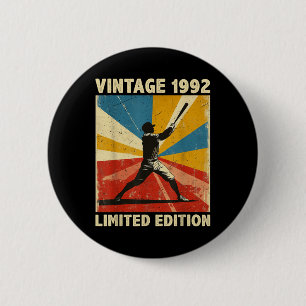 Retro Vintag 1992 Baseball Lover Limited Edition Button