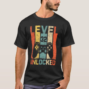 Retro Vintag 32. Geburtstag Gamer Level 32 Unlocke T-Shirt