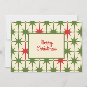 Retro Vintag 50er Merry Christmas Star Muster Einladung