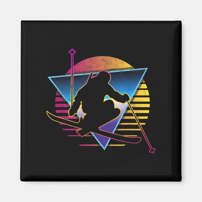 Retro Vintag 80er Ski Magnet (Vorne)