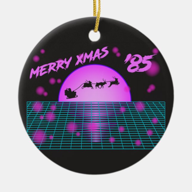 Retro Vintag 80er Weihnachts-Weihnachtsmann Keramik Ornament (Vorne)