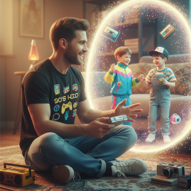 Retro Vintag 90er KID Nostalgie Grafik T-Shirt (Von Creator hochgeladen)