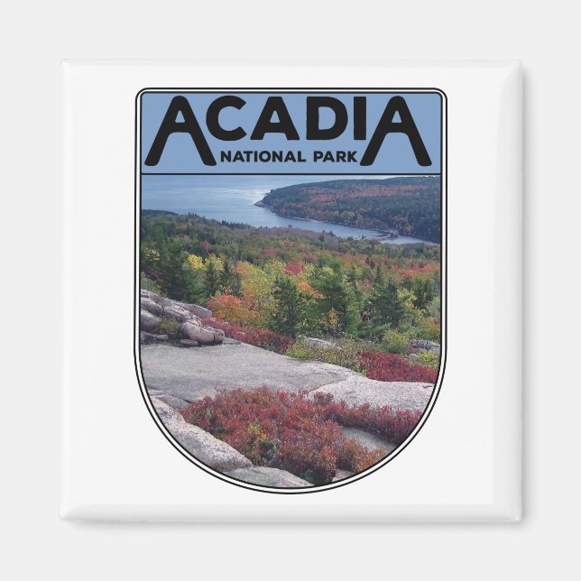 Retro Vintag Acadia Nationalpark Insel Maine Magnet (Vorne)
