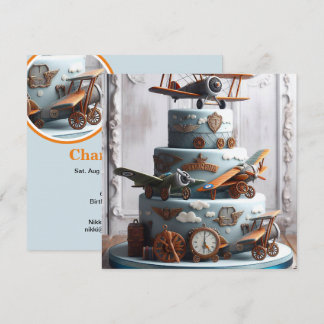 RETRO VINTAG AIRPLANE THEMED GEBURTSTAGSKAKE EINLADUNG