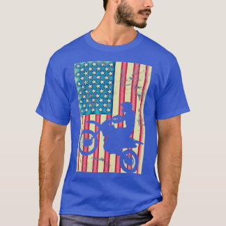Retro Vintag American Flag Dirt Bike T 4. T-Shirt