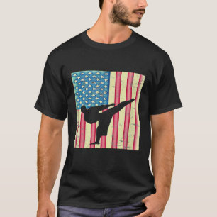 Retro Vintag American Flag Karate 4. Juli T-Shirt