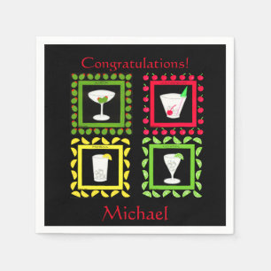 Retro Vintag Art Martini, altmodisch, Highball Serviette