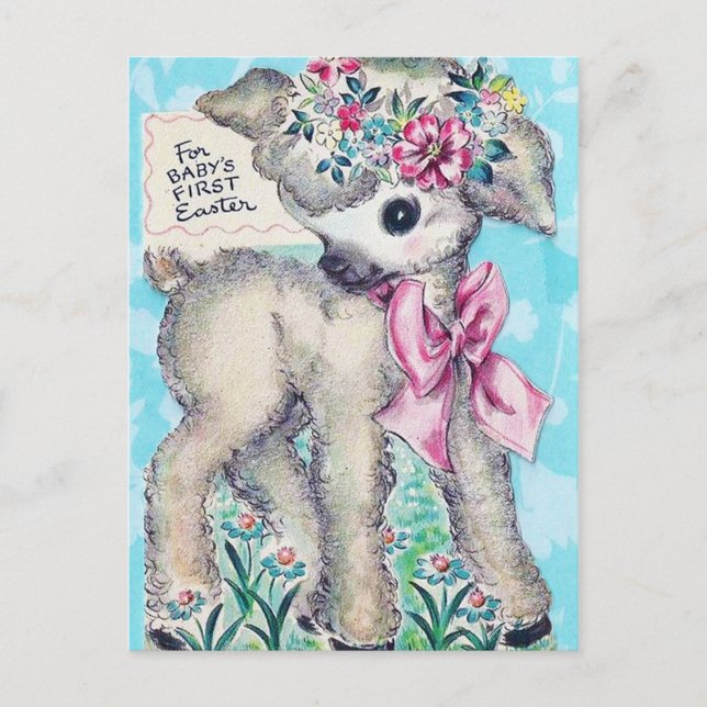 Retro Vintag Baby's erste Osterpostkarte Feiertagspostkarte (Vorderseite)