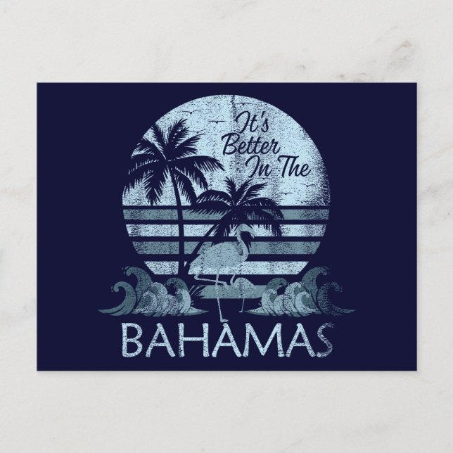 Retro Vintag Bahamas Postcard Aussichtskarte Postkarte (Vorderseite)