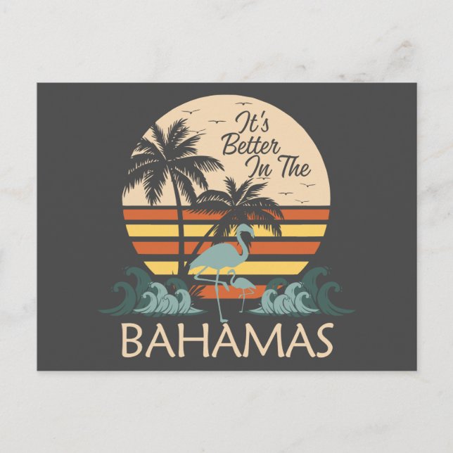 Retro Vintag Bahamas Postcard Aussichtskarte Postkarte (Vorderseite)
