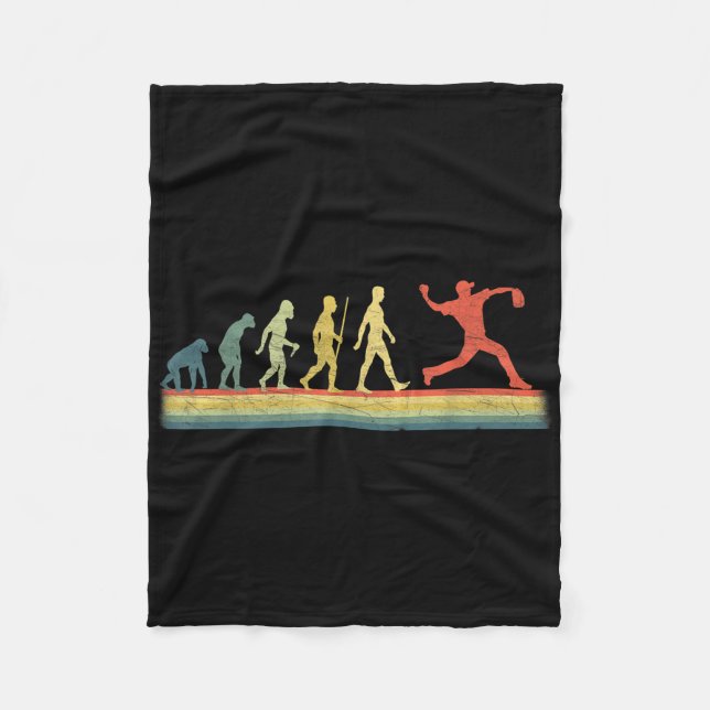 Retro Vintag Baseball Player Evolution Lover Fleecedecke (Vorderseite)