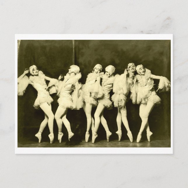 Retro Vintag Beautiful Dancing Women Ballet Tanz Postkarte (Vorderseite)