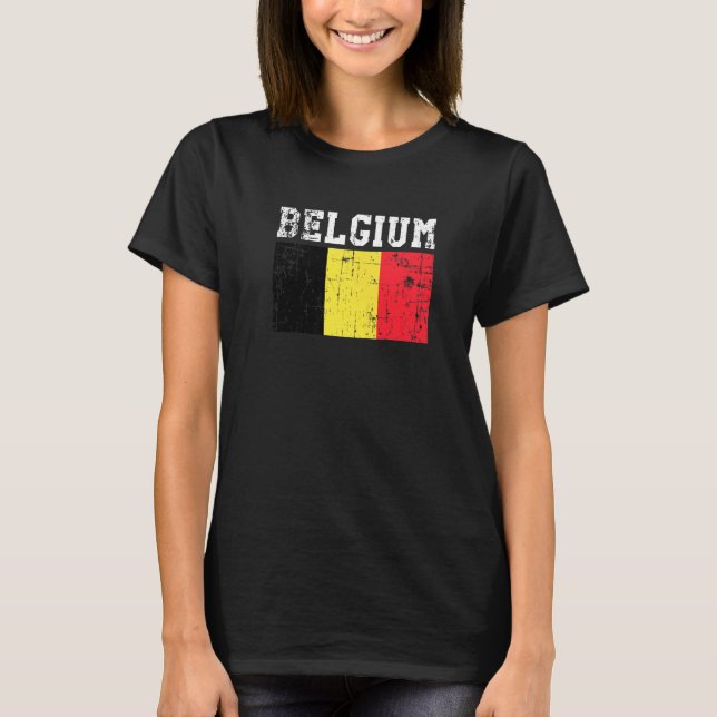 Retro Vintag Belgien Flag Belgische Roots T-Shirt (Vorderseite)