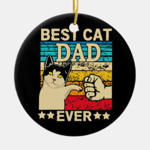 Retro Vintag Best Cat Vater Ever T-Shirt Katze Dad Keramik Ornament