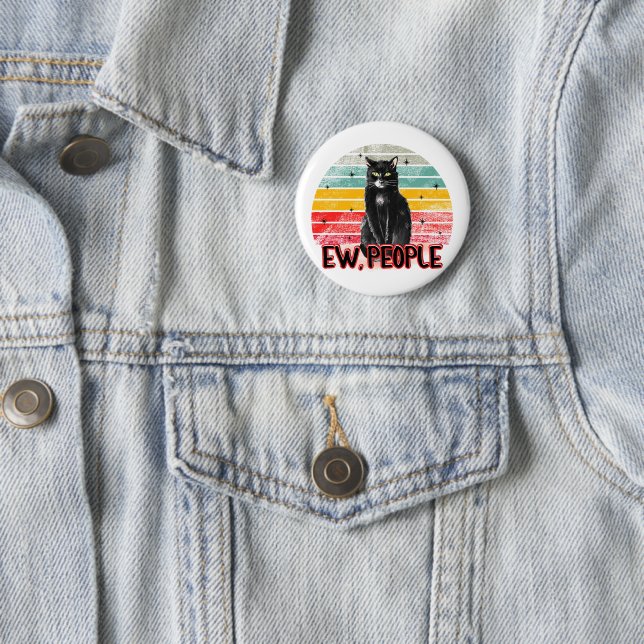 Retro Vintag Black Cat Ew People Button (Beispiel)