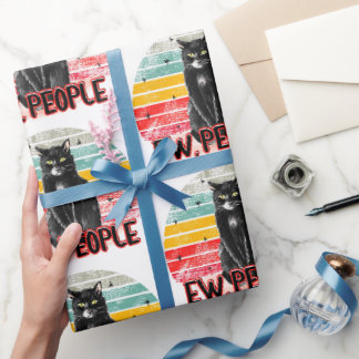Retro Vintag Black Cat Ew People Geschenkpapier