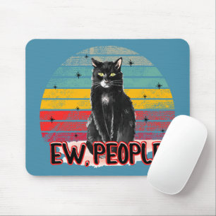 Retro Vintag Black Cat Ew People Mousepad