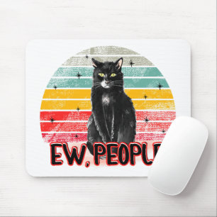 Retro Vintag Black Cat Ew People Mousepad