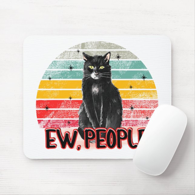 Retro Vintag Black Cat Ew People Mousepad (Mit Mouse)