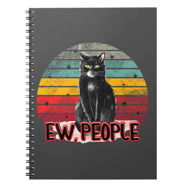Retro Vintag Black Cat Ew People Notizblock (Vorderseite)