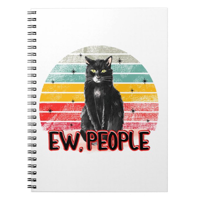 Retro Vintag Black Cat Ew People Notizblock (Vorderseite)